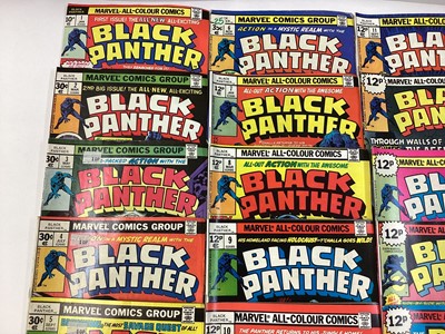 Lot 197 - Marvel comics Black Panther (1977 to 1979). Complete run from issue 1 - 15. Plus marvel premiere #51 and #52 featuring Black Panther. English and American price varients. (17)