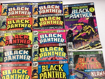 Lot 197 - Marvel comics Black Panther (1977 to 1979). Complete run from issue 1 - 15. Plus marvel premiere #51 and #52 featuring Black Panther. English and American price varients. (17)