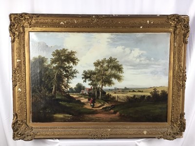 Lot 14 - S G H Smythe (19th century) oil on canvas, landsape near Bardwell, Suffolk, 60cm x 91cm in gilt frame