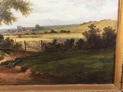 Lot 14 - S G H Smythe (19th century) oil on canvas, landsape near Bardwell, Suffolk, 60cm x 91cm in gilt frame