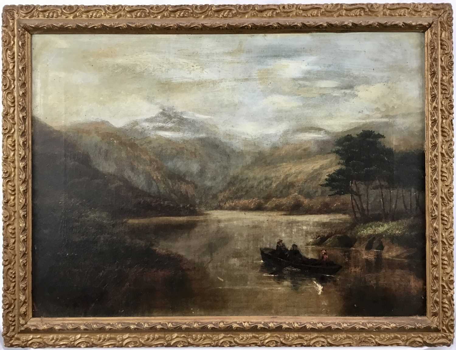 Lot 22 - 19th century oil on canvas - Highland landscape, 39.5cm x 55cm in gilt frame