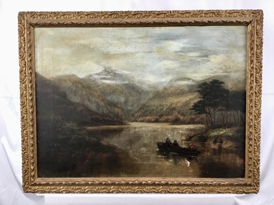 Lot 22 - 19th century oil on canvas - Highland landscape, 39.5cm x 55cm in gilt frame