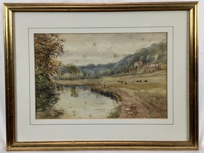 Lot 125 - Two 19th century English School watercolours depicting rural landscapes, both in glazed gilt frames