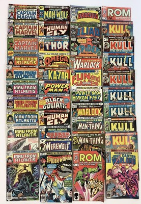 Lot 227 - Large box of Marvel comics, mostly 1970's. To include Captain marvel, the Avengers, The human fly, The Cat, Black Goliath, Spider woman, omega and others. Approximately 175 comics