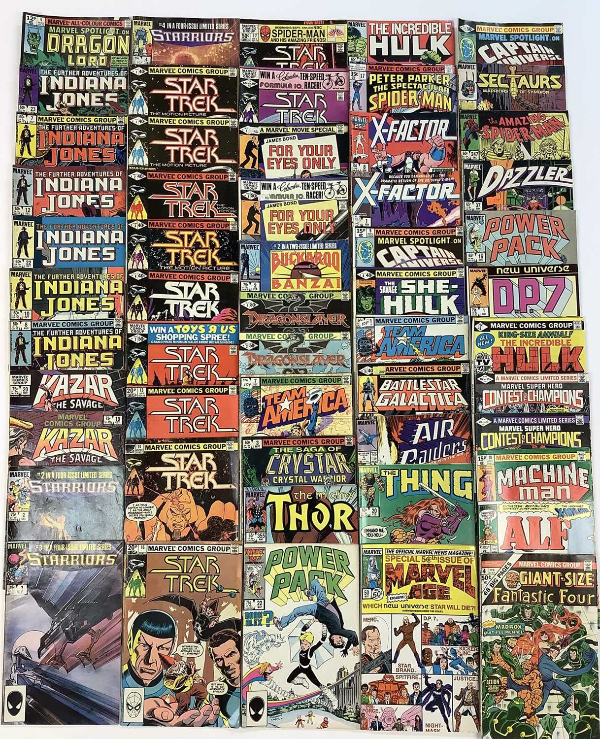 Lot 226 - Large box of marvel comics, mostly 1980's. To include The new defenders, Excalibur, Rom, Star Trek, silver surfer, Alpha Flight and others. Approximately 185 comics.