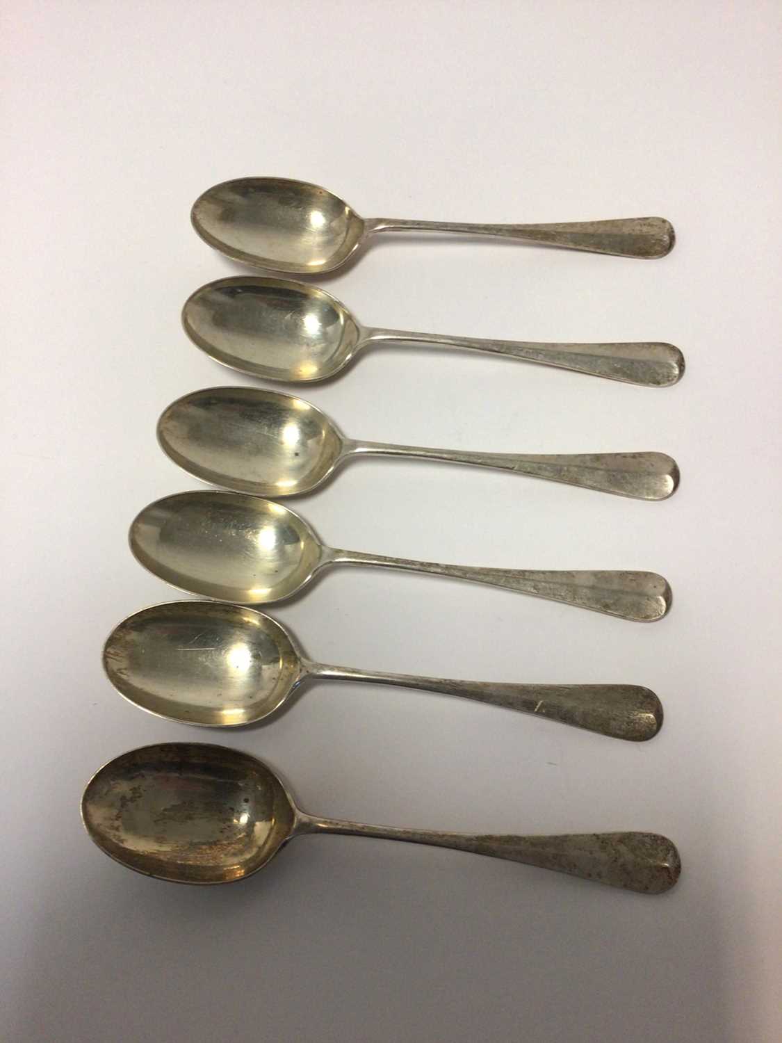 Lot 57 - Set of six silver tablespoons