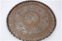 Lot 844 - Old Indo-Persian copper tray with traces of...