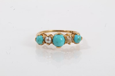 Lot 669 - Victorian gold turquoise and pearl five stone ring