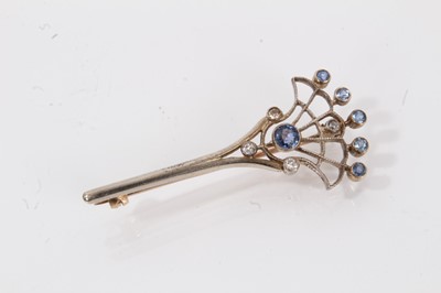 Lot 670 - Edwardian sapphire and diamond spray brooch