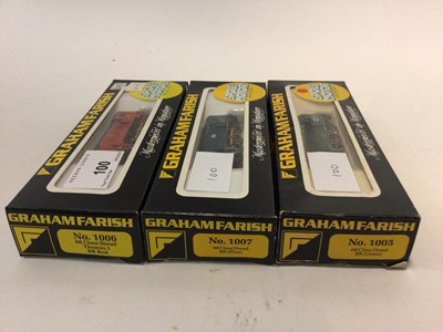 Lot 100 - Graham Farish N gauge 08 Class Diesels BR red "Thomas" 1, No.1006, BR green D4019, No.1005 and BR blue D8113, No.1007, all boxed (3)