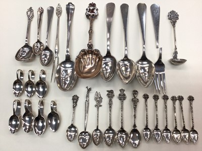 Lot 1036 - Group of Continental silver and white metal flatware