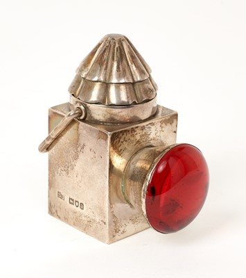 Lot 447 - Silver table lighter in the form of a port lantern, by Samuel Jacob