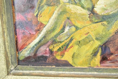 Lot 1254 - *Alfred Aaron Wolmark (1877-1961) oil on panel - Reclining Nude, signed, 38cm x 46cm, in original painted frame