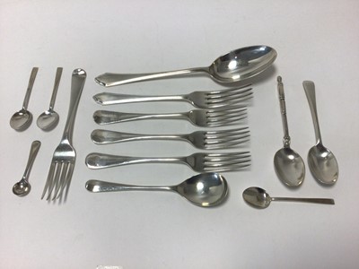 Lot 81 - Group of silver forks and spoons, including sterling and continental, 14.6oz