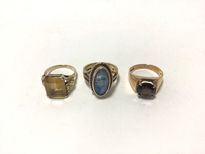 Lot 93 - Three 9ct gold gem set cocktail rings