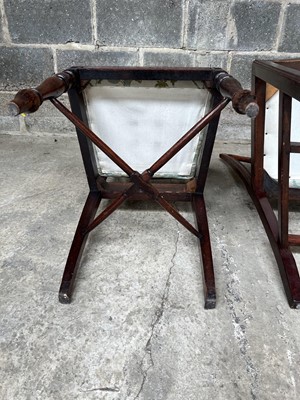 Lot 92 - Pair of Regency mahogany dining chairs with drop-in seats and x formed stretchers