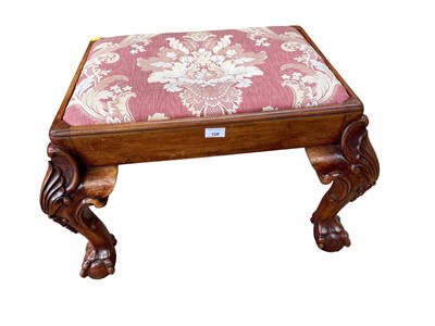 Lot 128 - Georgian style dressing stool with drop-in seat on carved cabriole legs and claw and ball feet