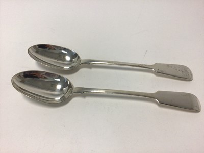 Lot 108 - Large pair of Victorian silver serving spoons, London 1884, 31cm long, 10.6oz