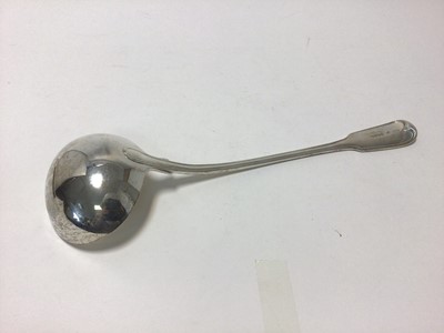 Lot 109 - Large Victorian silver ladle, 35cm long, London 1838, 10.3oz