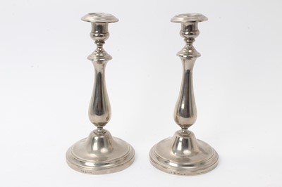 Lot 283 - Pair of silver plated Christofle candlesticks