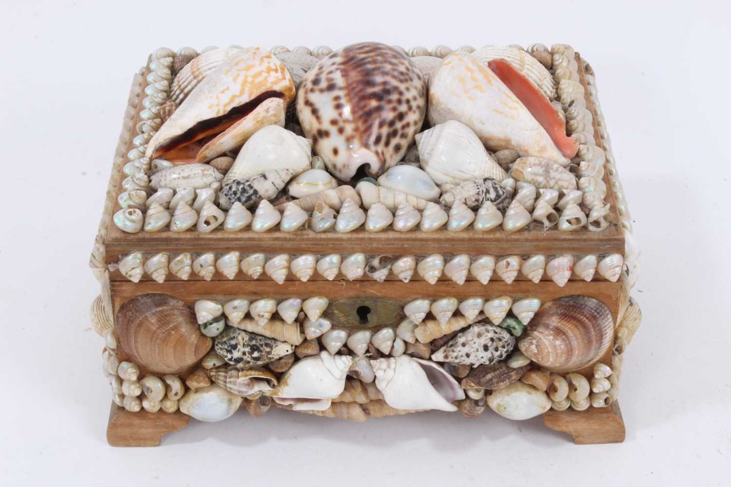 Lot 989 - Shell work casket