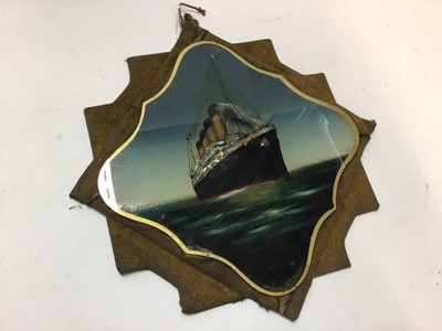 Lot 2500 - White Star Line interest - Reverse painted panel - "Olympic" largest steamer in the world