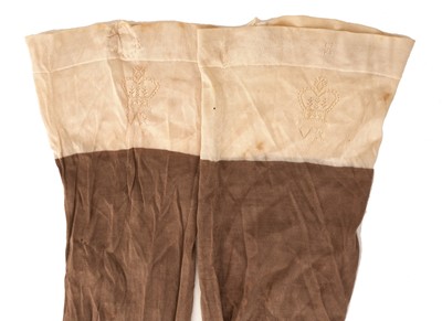 Lot 18 - HM Queen Victoria - pair of stockings, provenance: Annie Mitchell Chief Wardrobe maid to the Queen