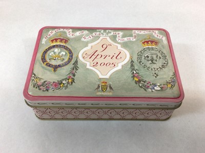 Lot 206 - The Wedding of H.R.H. The Prince of Wales to The Duchess of Cornwall 2005, piece of wedding cake in tin and 1981 Wedding cake box (2)