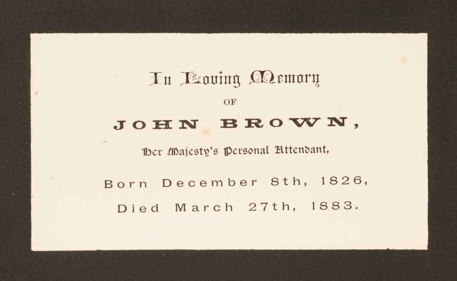 Lot 17 - Scarce John Brown, Queen Victoria’s personal assistant memoriam card