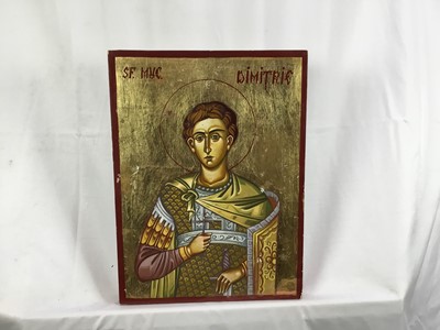 Lot 155 - A Greek icon of Dimitrie, oil on panel. 32 x 24cm.