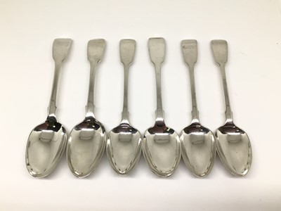 Lot 151 - Six silver fiddle pattern teaspoons, London 1832-65, 4.2oz