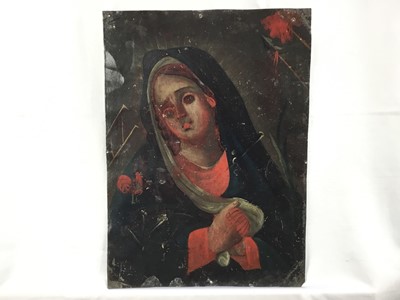 Lot 57 - Cuzco School late 18th century oil on metal - The Madonna, 35cm x 25.5cm