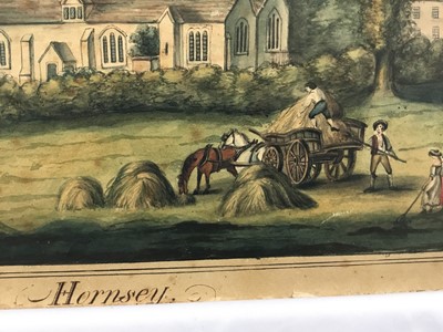 Lot 65 - Early 19th century pencil and watercolour of Hornsey Church, together with another watercolour landscape, 26cm x 36.5cm, both unframed