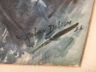 Lot 64 - Raeburn Dobson watercolour - Portrait of a Gentleman with Tartan cap signed and dated '24