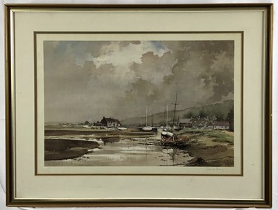 Lot 124 - After Sidney Perrin, Low Tide, signed, colour print, 35cm x 53cm