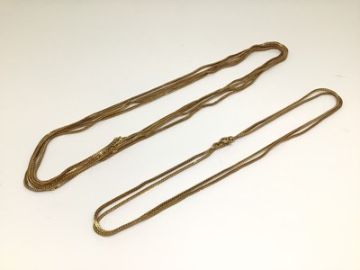Lot 165 - Two 18ct gold chains, measuring 161cm long and 68.5cm long