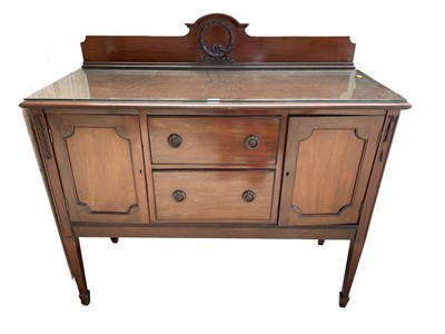 Lot 139 - Edwardian mahogany sideboard with twin cupboards and central drawers