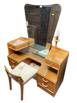 Lot 142 - Grange Furniture dressing table with shaped central mirror and an arrangement of drawers, together with a matching stool