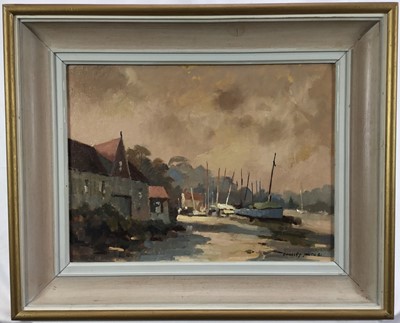 Lot 272 - Charles Smith 1918-2003) oil on board - Burnham Overy Staithe, signed and dated '81, framed