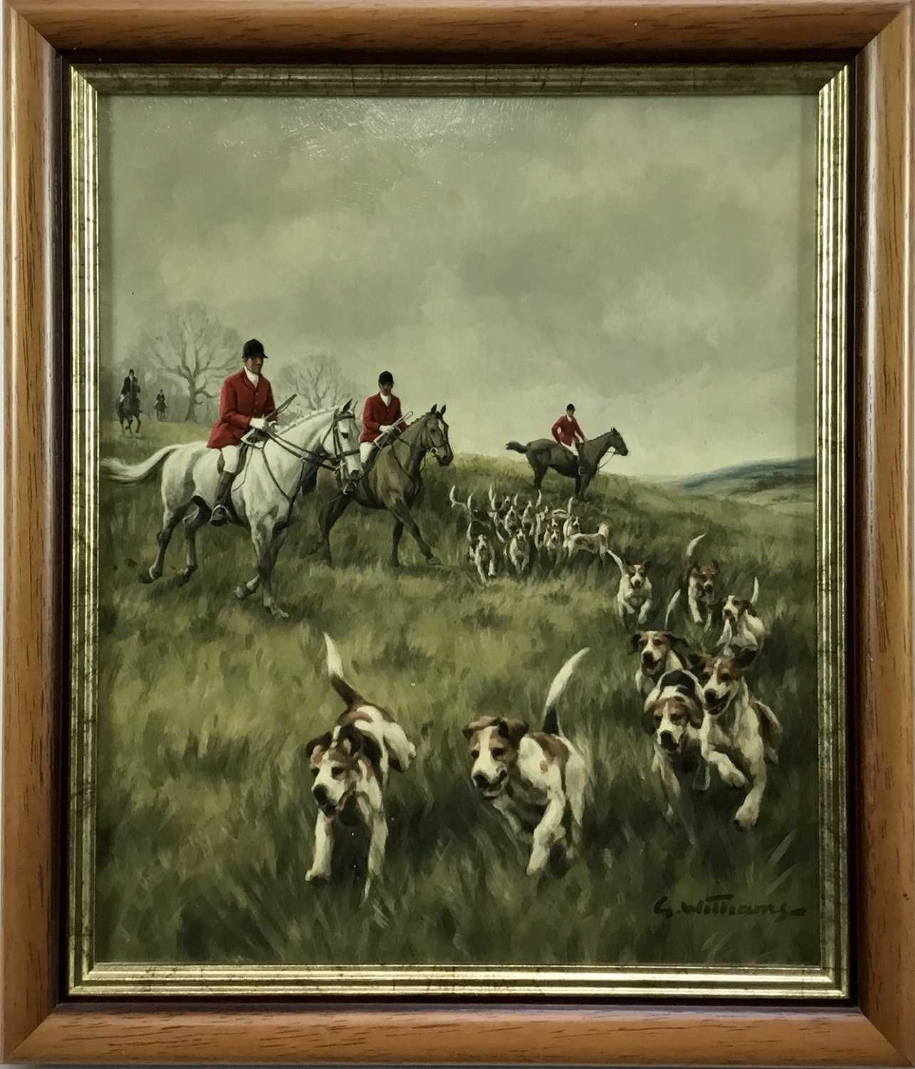 Lot 275 - Glynn Williams (b.1955) oil on board - Hunting Scene, signed, framed  
Provenance: James Atkinson Gallery, Sandwich, Kent