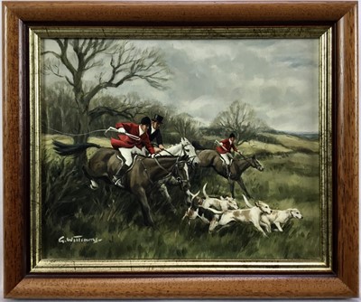 Lot 276 - Glynn Williams (b.1955) oil on board - Hunting Scene, signed, framed  
Provenance: James Atkinson Gallery, Sandwich, Kent