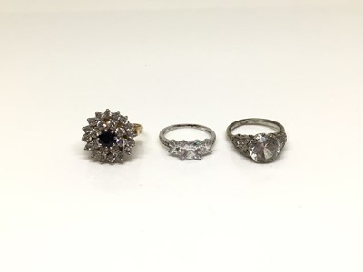 Lot 188 - Three 9ct gold synthetic white stone rings