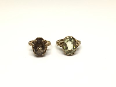 Lot 190 - 1970s 9ct gold smoky quartz ring and one other 9ct gold cocktail ring (2)