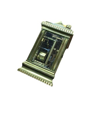 Lot 80 - Brass cased carriage clock of small proportions, in original case