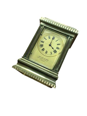 Lot 80 - Brass cased carriage clock of small proportions, in original case