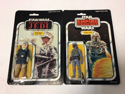 Lot 180 - Star Wars Return of the Jedi 1983 Lucasfilm Ltd  C-3PO, Han Solo  & AT-AT Driver (this one not opened), The Empire Strikes Back Boda Fett, plus Palitoy Star Wars Darth Vader, Princess Leia Organa a...