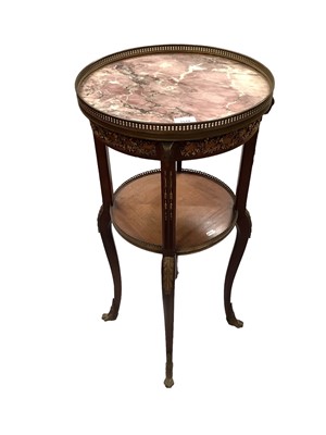 Lot 1518 - Good quality late 19th century French étagère with circular galleried rouge marble top