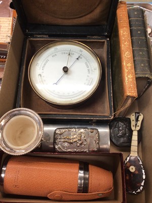 Lot 315 - Victorian aneroid barometer in circular brass case in original fitted leather box