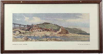 Lot 41 - Original Railway Carriage Print/ Poster: "SANDSEND, NEAR WHITBY, YORKSHIRE” Artwork by Jack Merriott R.I. from the London & North Eastern Railway (LNER)/ BR Series (c1947) in an original-style r...