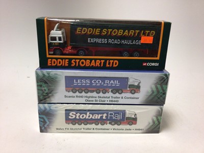 Lot 200 - Atlas Editions 1:76 Eddie Stobbart Collector's diecast models, plus Corgi Volvo Container Truck (20)